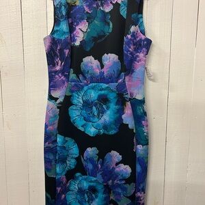 Calvin Klein Blue and Purple Sheath Midi Dress size 12